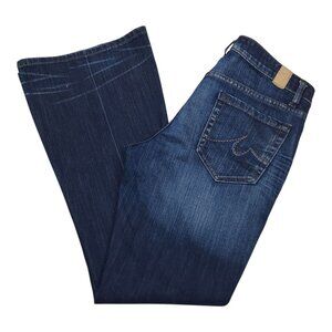 Maurices Womens 5/6 Short Molli Flare Jeans Dark Rinse 30" Inseam
